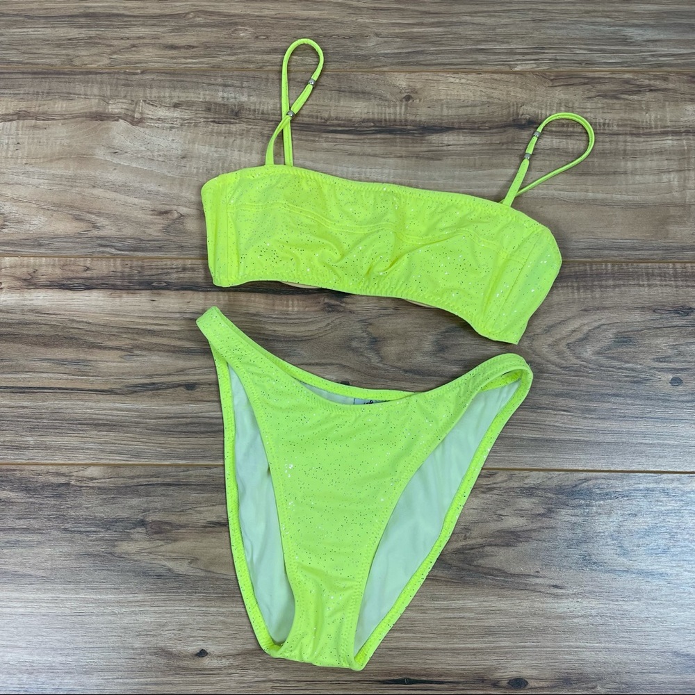Vintage High Cut Neon Yellow Swimsuit Medium